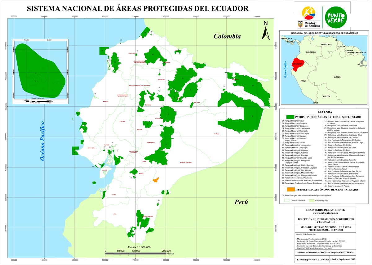 areas protegidas ecuador mapa lista zonas naturales 4